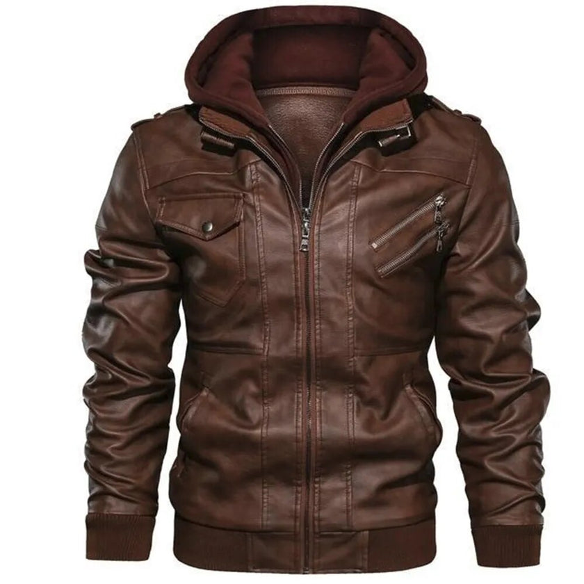 Men's faux Leather Jackets Motorcycle Classic Male Plus faux leather jacket - Product upscale 