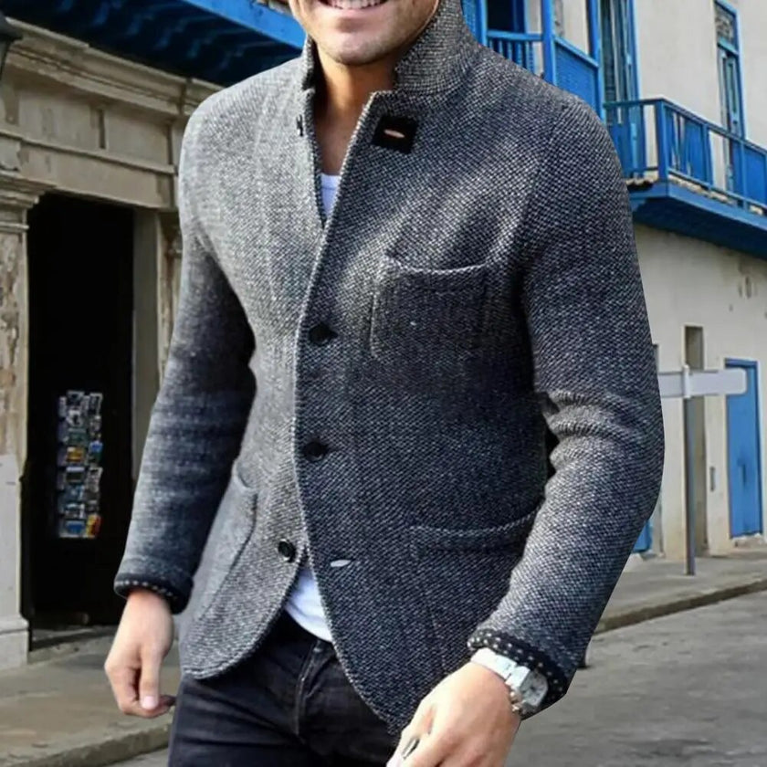Trendy  Cardigan Coat Autumn Winter Slim Fit Pure Color Jacket Thicken Washable Men Cardigan Coat for Outdoors - Product upscale 